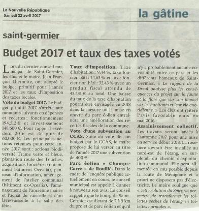 20170422-NR-Budget 2017 et taux des taxes votés